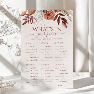 Papier Boho Floral What's In Your Purse Mariage Jeu