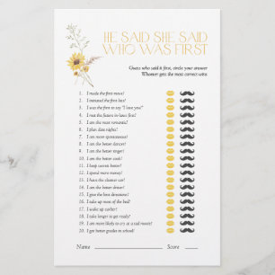 Papier Boho Il A Dit Qu'Elle A Dit Sunflower Fête des mar