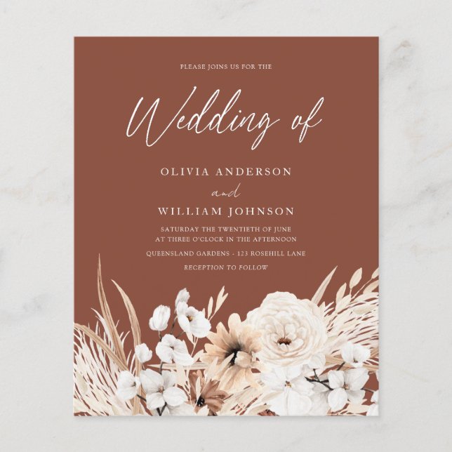 Papier Boho Mariage Sur Une Invitation Budgétaire (Devant)