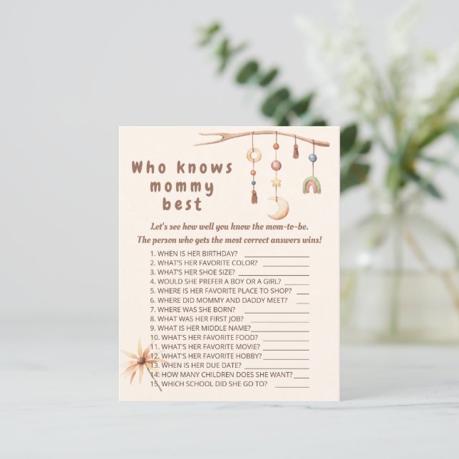 Papier Boho nursery Qui connaît maman meilleur jeu. (Debout devant)