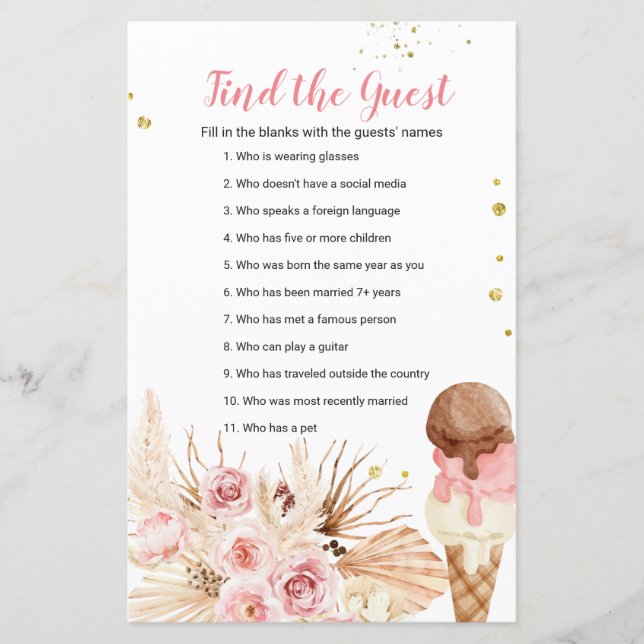 Papier Boho Pampas Crème glacée Grass Trouvez le jeu Invi (Devant)