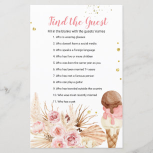 Papier Boho Pampas Crème glacée Grass Trouvez le jeu Invi