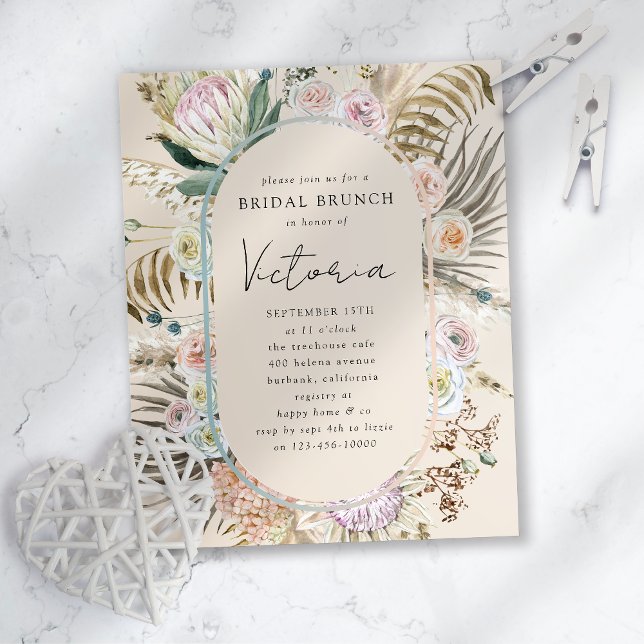 Papier Boho Pampas Grass Bridal Brunch Invitation (Créateur téléchargé)