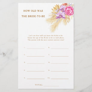 Papier Boho pampas - Quel âge avait la mariée pour être j