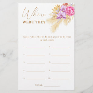 Papier Boho pampass - Où étaient-ils jeu de Baby Shower