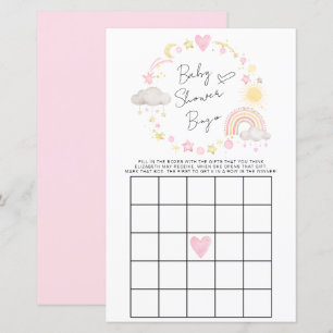 Papier Boho Rainbow Baby Girl Shower Bingo Jeu
