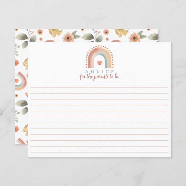 Papier Boho Rainbow Baby shower Conseils Card - Aquarelle (Devant / Derrière)