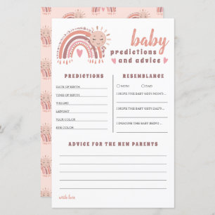 Papier Boho Rainbow Baby shower de prédictions et conseil