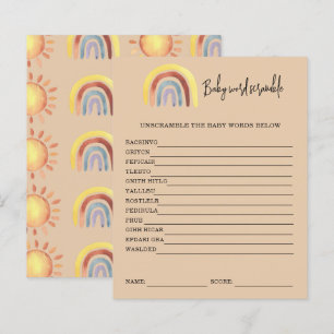 Papier Boho Rainbow Baby Word Scramble   Jeu Baby shower