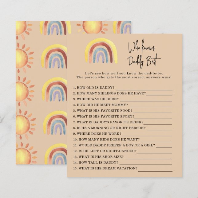 Papier Boho Rainbow Game Qui connaît le mieux DADDY (Devant / Derrière)