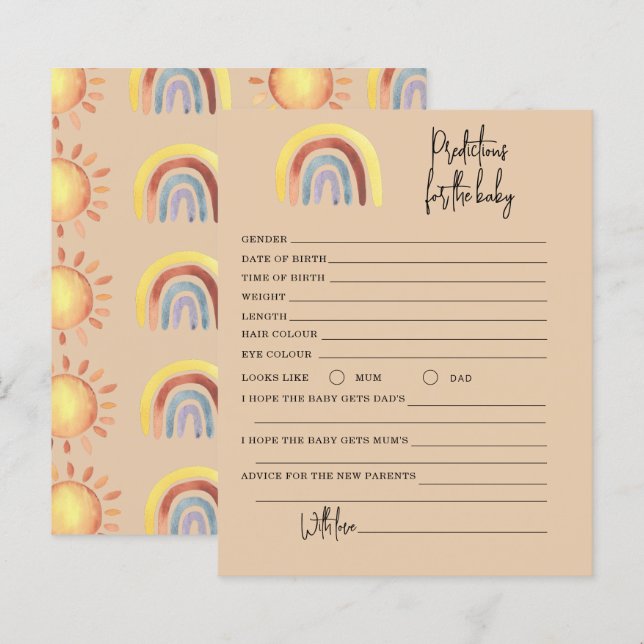 Papier Boho Rainbow prédictions et jeu de conseil (Devant / Derrière)
