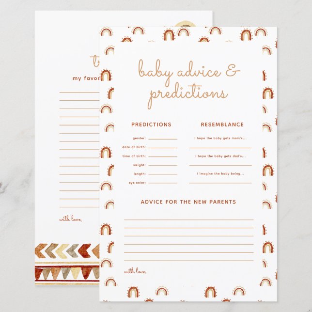 Papier Boho Rainbow Tribal Plantes Predictions Jeu (Devant / Derrière)