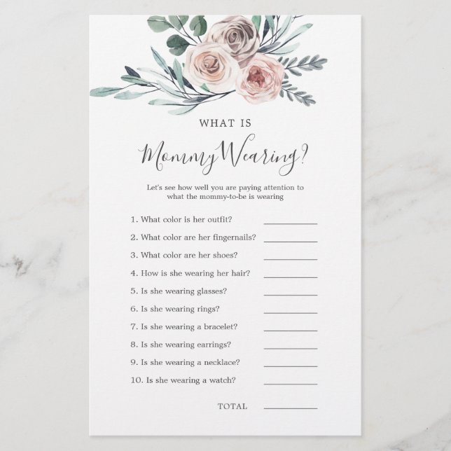 Papier Boho Rose Baby shower Qu'est-ce que maman porte (Devant)