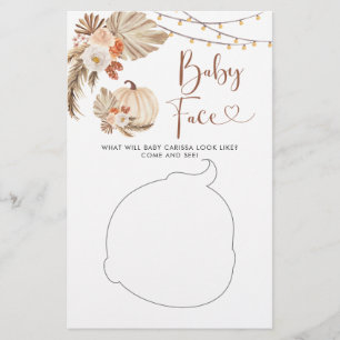 Papier Boho Rustic Citrouille Fall in Love Baby Face Card
