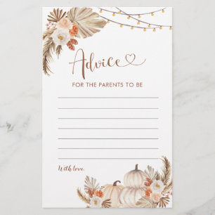 Papier Boho Rustic Citrouille Fall in Love Conseil pour l