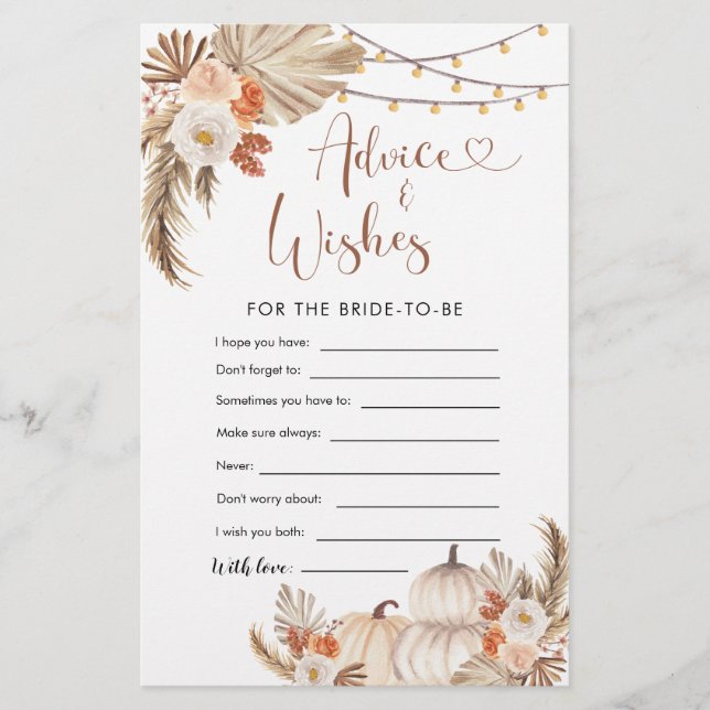 Papier Boho Rustic Citrouille Fall in Love Conseils et Vo (Devant)