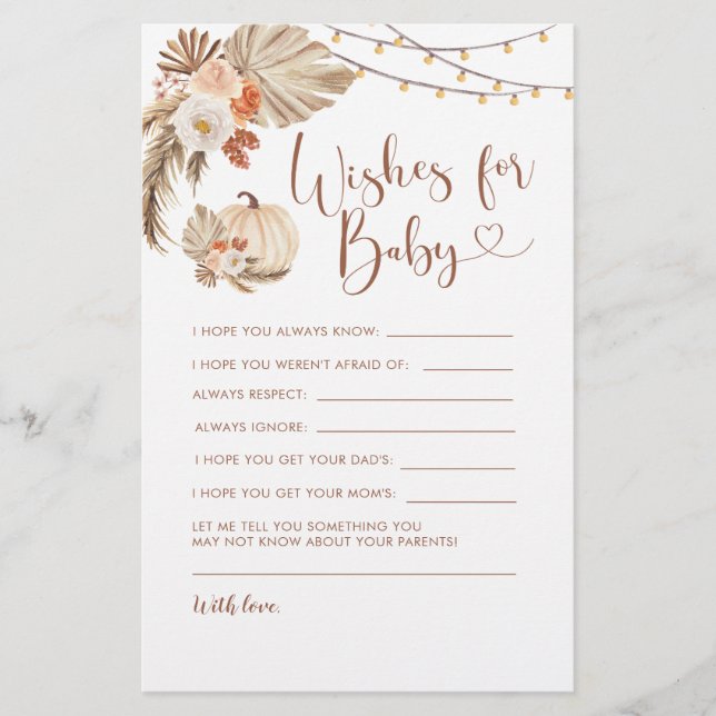 Papier Boho Rustic Citrouille Fall in Love Wives for Baby (Devant)