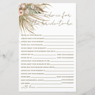 Papier Boho Rustic Pampas Grass Floral Conseils pour mari