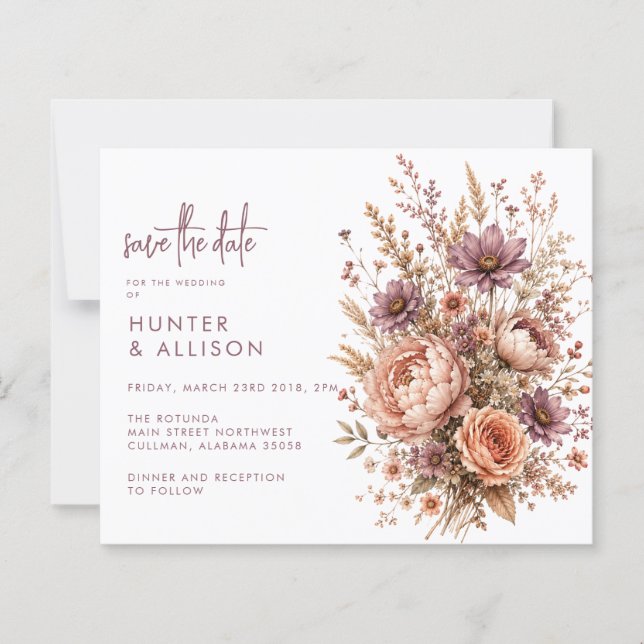 Papier Boho Save the Date | Automne (Devant)