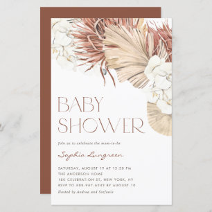Papier Boho séché Palm et Orchidées Baby shower Invitatio
