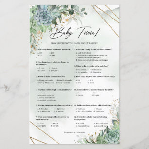 Papier Boho succulent eucalyptus cadre or Baby trivia