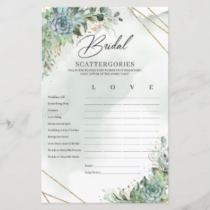 Papier Boho succulent eucalyptus Scattergories nuptiales
