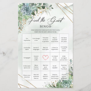 Papier Boho succulent eucalyptus Trouver L'Invité Bingo