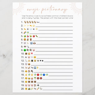 Papier Boho Sun Emoji Books Baby shower Jeu