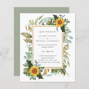 Papier Boho Sunflower Sage Mariage de verdure