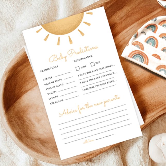Papier Boho Sunshine Baby shower Prédiction & Conseils Je (Créateur téléchargé)