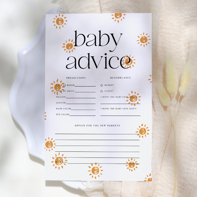 Papier Boho Sunshine Baby shower Prédictions et conseils (Créateur téléchargé)