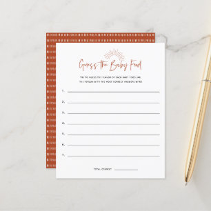 Papier Boho Sunshine Devine Le Jeu Du Baby shower Aliment