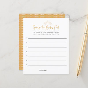 Papier Boho Sunshine Devine Le Jeu Du Baby shower Aliment