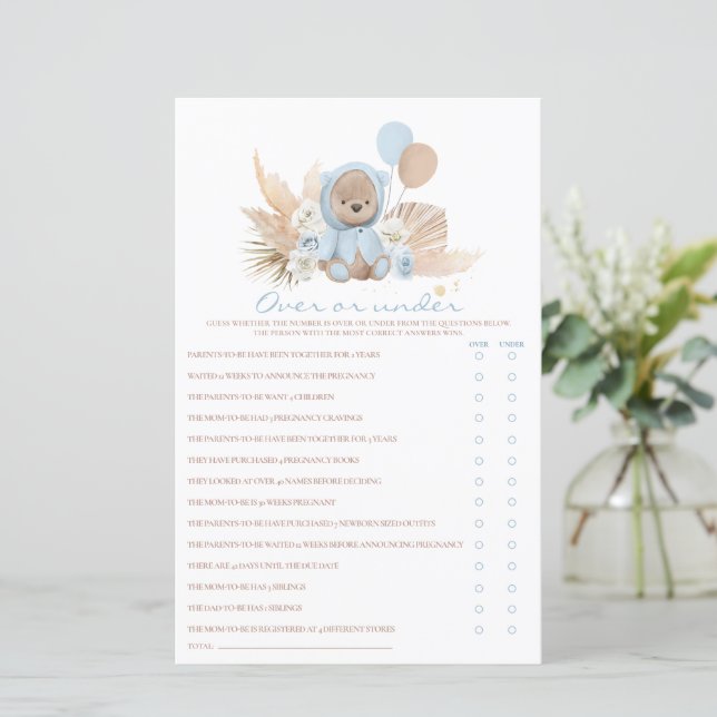 Papier Boho Teddy Bear Au-Dessus Ou En-Dessous Du Jeu De  (Debout devant)