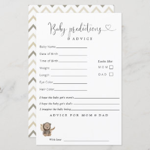 Papier Boho Teddy Bear Baby shower Prédictions Conseils
