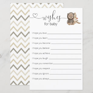 Papier Boho Teddy Bear Baby shower Souhaite Pour Bébé