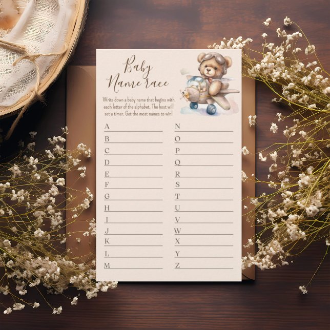 Papier Boho teddy ours bébé nom race jeu de baby shower (Créateur téléchargé)