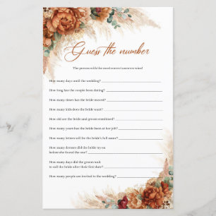 Papier Boho terracotta burgundy pampas Devis Le numéro