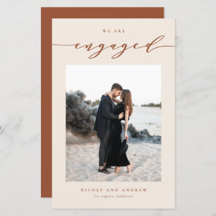 Papier Boho Terracotta Script Fiançailles Faire-part