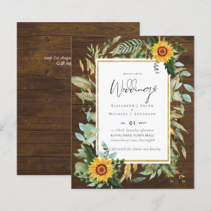 Papier Boho Tournesols verdure Aquarelle BUDGET Mariage