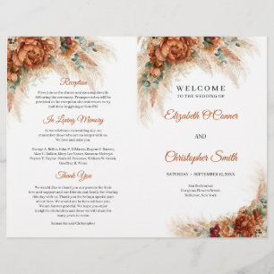 Papier Boho tropical terre cuite cuivre mariage bordeaux