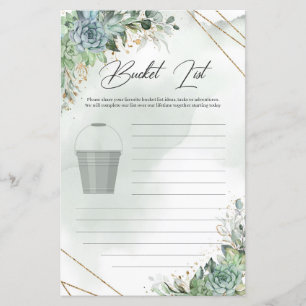 Papier Boho vert succulents eucalyptus or Liste des seaux