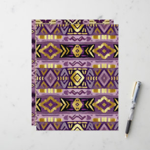 Papier Boho violet et or Motif Aztec Geo Scrapbook