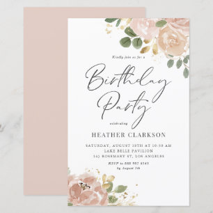 Papier Boho Watercolor Mauve Peach Flowers Anniversaire