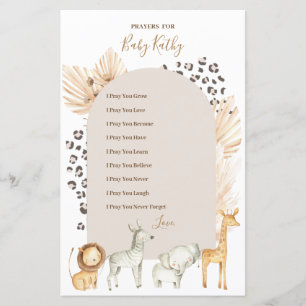 Papier Boho Wild Animals Prières pour Baby Sign
