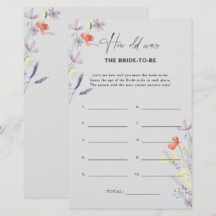Papier Boho Wildflowers Quel âge avait la future mariée j