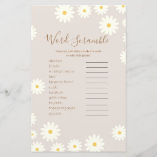 Papier Boho Word Scramble Game Daisy Floral