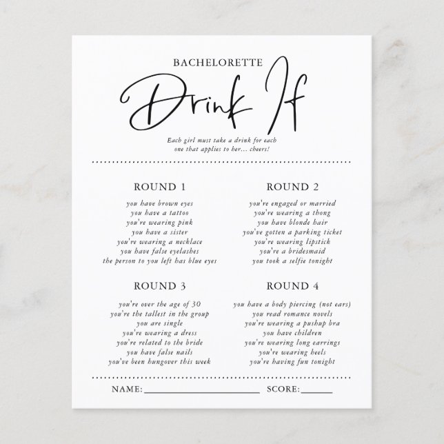 Papier Boire si | Bachelorette Party (Devant)