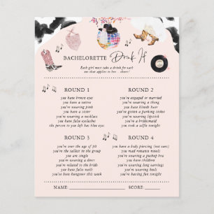 Papier Boire si Jeu de fête de bachelorette Disco Cowgi