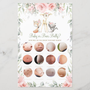 Papier Bois animal floral bébé ou bières jeu de ventre